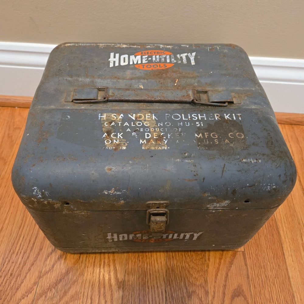 Vintage Black & Decker Home-Utility Metal Tool Box HU-51 Sander Polisher Case